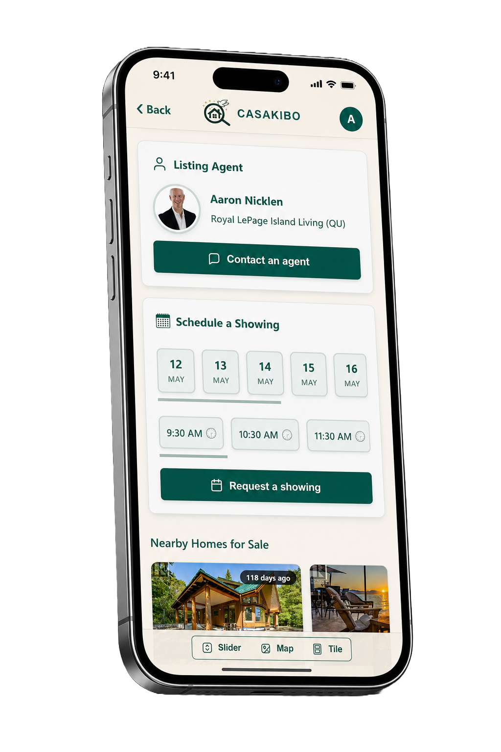 Schedule a showing from the listing page